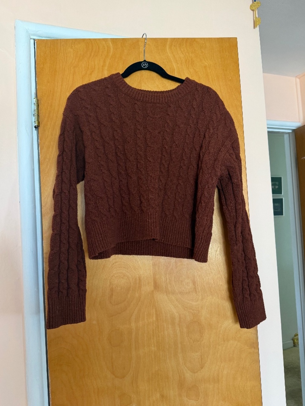 Brown Cropped Knit Sweater, A New Day, Size L